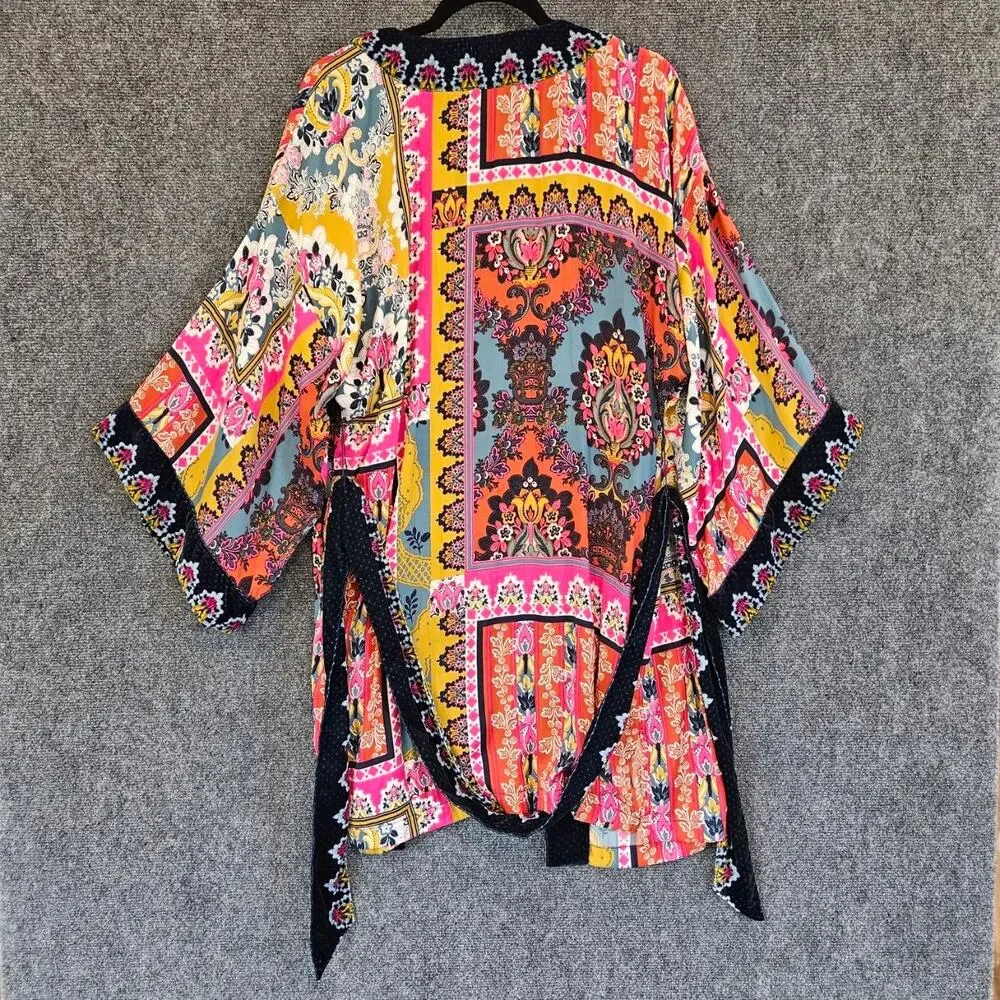Anthropologie Zadie Velvet Trim Robe Kimono Size XS/S with pockets - Picture 6 of 10